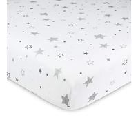 TL Care Fitted Crib Sheet 28" x 52", Soft Breathable Neutral 100% Cotton Jersey Sheet, Super Stars, for Boys and Girls, Fits Crib and Toddler Bed mattresses