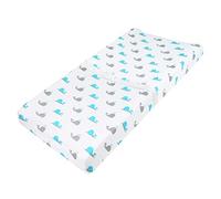 TL Care Printed 100% Natural Cotton Jersey Knit Fitted Contoured Changing Table Pad Cover, Aqua Whale, Soft Breathable, for Boys & Girls