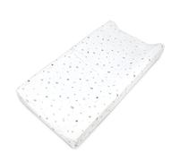TL Care Printed 100% Natural Cotton Jersey Knit Fitted Contoured Changing Table Pad Cover, Grey Stars and Moon, Soft Breathable, for Boys and Girls