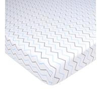 TL Care Printed 100% Natural Cotton Value Jersey Knit Fitted Portable/Mini-Crib Sheet, Blue Zigzag, Soft Breathable, for Boys and Girls
