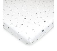 TL Care Printed 100% Natural Cotton Value Jersey Knit Fitted Portable/Mini-Crib Sheet, Stars and Moons, Soft Breathable, for Boys and Girls