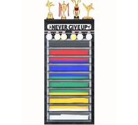 TL TONLOK 3 in 1 Karate & Taekwondo Belt Display Rack with Medal Hanger, Trophy/Photo Shelf & Dustproof Design. Perfect Martial Arts BJJ Belt Organizer for Kids & Adults