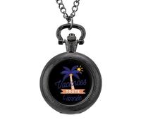 Tlacances Toute Lannee Vintage Pocket Watch Alloy Pendant Watches Necklace Gift for Men Women Black-Style