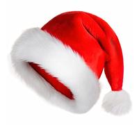 TLarder Santa Hats for Adults: Christmas Hats Adult Luxury Velvet Holiday Hat - Plush Xmas Santa Claus Outfit Hat for New Year Festive Party Gifts (Adult)