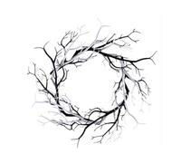 Tlarsun 17in Halloween Wreath Black Twig Wreath Artificial Halloween Black Vine Garland Halloween Hanging Decorations for Front Door Indoor Outdoor Halloween Party Home Decorations（Black and White）