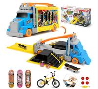 Tlater Finger Skateboard Ramp Set for kids Portable Transforming Finger Skate Park Storage Truck with with Mini Finger Bike Foldable Skate Ramp for Boys Girls Creativity for Birthday Gift