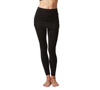 TLC Sport Women's Lightweight Gathered Skirt Leggings Black-M-