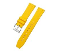 TLCBAZCF 18 19 20 21 22mm Rubber Watchband Compatible With Rolex Compatible With IWC Compatible With Tissot Sports Silicone Watch Strap Bracelets(Yellow,21mm)