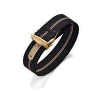TLCBAZCF 18mm 20mm 22mm Ribbed Nylon Watch Band FKM Rubber Watch Strap Compatible With Omega Seamaster Compatible With Swatch MoonSwatch Folding Buckle Bracelet(Black Khaki-Gold,20mm)