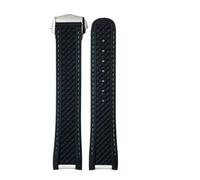 TLCBAZCF 19mm 20mm 21mm Fluorous Rubber FKM Soft Watchband Compatible With Omega Aqua Terra 150M AT150 Seamaster Colorful Watch Strap Upgraded Buckle(Black green silver,20mm)