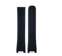 TLCBAZCF 19mm 20mm 21mm Fluorous Rubber FKM Soft Watchband Compatible With Omega Aqua Terra 150M AT150 Seamaster Colorful Watch Strap Upgraded Buckle(Black blue,20mm)