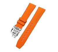 TLCBAZCF 19mm 20mm Soft FMK Fluorous Rubber Watchband Compatible With Longines Jaeger-LeCoultre Master Watch Strap Black Yellow Green(Orange,20mm)
