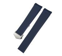TLCBAZCF 20mm 22mm Natural Rubber Silicone Watchband Compatible With Tag Heuer CARRERA AQUARACER 300 Diving Strap Black Brown Watch Band Bracelet(Blue-Silver Buckle,20mm)