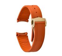 TLCBAZCF 20mm Design Compatible With Omega Seamaster 300 FKM Rubber Strap Curved End Rubber Sports Diving Band Folding Clasp Wristbelt Men(Orange-Gold Buckle)