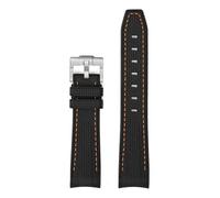 TLCBAZCF Arc Curved End TPU Diving Rubber Strap 20mm Compatible With Omega X Swatch Joint MoonSwatch Men Women Bracelet Compatible With Rolex Watch Band(Black Orange Line)