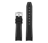 TLCBAZCF Arc Curved End TPU Diving Rubber Strap 20mm Compatible With Omega X Swatch Joint MoonSwatch Men Women Bracelet Compatible With Rolex Watch Band(Black White Line)