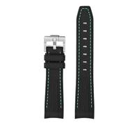 TLCBAZCF Arc Curved End TPU Diving Rubber Strap 20mm Compatible With Omega X Swatch Joint MoonSwatch Men Women Bracelet Compatible With Rolex Watch Band(Black Green Line)