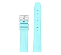TLCBAZCF Arc Curved End TPU Diving Rubber Strap 20mm Compatible With Omega X Swatch Joint MoonSwatch Men Women Bracelet Compatible With Rolex Watch Band(Lake Blue)