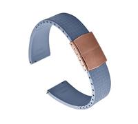TLCBAZCF Compatible With Cartier Santos Omega Swatch 20mm 22mm Mosaic CTS FKM Watch Strap Cut To Size Watch Bands Quick Release Butterfly Buckle(Light Blue-Rose Gold,22mm)