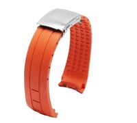 TLCBAZCF Compatible With Citizen Sky Eagle Compatible With Mido Helmsman M005 Black Blue Silicone Strap with Tools Bracelet Arc Rubber Watch band(Orange-silver,22mm)