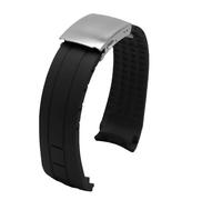 TLCBAZCF Compatible With Citizen Sky Eagle Compatible With Mido Helmsman M005 Black Blue Silicone Strap with Tools Bracelet Arc Rubber Watch band(Black-silver,22mm)