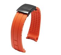 TLCBAZCF Compatible With Citizen Sky Eagle Compatible With Mido Helmsman M005 Black Blue Silicone Strap with Tools Bracelet Arc Rubber Watch band(Orange-black,22mm)