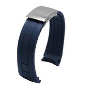 TLCBAZCF Compatible With Citizen Sky Eagle Compatible With Mido Helmsman M005 Black Blue Silicone Strap with Tools Bracelet Arc Rubber Watch band(Blue-silver,23mm)