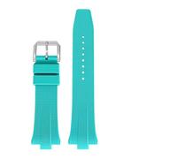 TLCBAZCF Compatible With FKM Fluoro Rubber Watch Strap 9mm Compatible With Citizen TSUYOSA Collection NJ0150 NJ0151ME Silicone Watchbands Men Women Bracelet(Cyan)