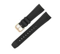 TLCBAZCF Compatible With IWC Portuguese Series Soft Breathable Sweatproof -friendly Strap Special Curved Interface Watchband 22mm Black Blue(Black-Rose-K10)