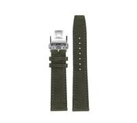TLCBAZCF Compatible With Longines Conquest Hydro Conquest L2 L3 L4 Compatible With IWC Watchband Nylon Cowhide Watch Strap Men'S Sports Bracelet(Green silver Folding,20mm)