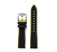 TLCBAZCF Compatible With Longines Ghost Hamilton Series Nylon Rubber WatchStrap 18mm 20mm 22mm 24mm FKM Sailcloth Strap WristBand(Black Yellow,24mm)