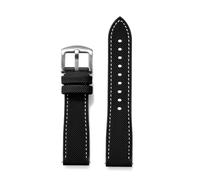 TLCBAZCF Compatible With Longines Ghost Hamilton Series Nylon Rubber WatchStrap 18mm 20mm 22mm 24mm FKM Sailcloth Strap WristBand(Black White,22mm)