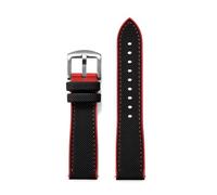 TLCBAZCF Compatible With Longines Ghost Hamilton Series Nylon Rubber WatchStrap 18mm 20mm 22mm 24mm FKM Sailcloth Strap WristBand(Black Red,18mm)