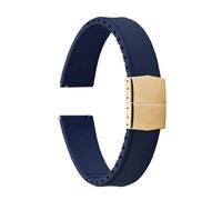 TLCBAZCF CTS FKM Rubber Watch Strap 19mm 20mm 21mm 22mm Universal Flat End Quick Release Watch Band Men Women Compatible With Omega Catier Belt(Blue-Gold Buckle,20mm)