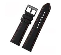 TLCBAZCF Fiber Nylon Leather Bottom Watchband Compatible With Mido Helmsman Compatible With Citizen No 5 Watch Strap Quick Release Bracelet(Orange line-black,21mm)