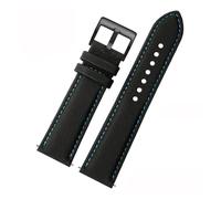 TLCBAZCF Fiber Nylon Leather Bottom Watchband Compatible With Mido Helmsman Compatible With Citizen No 5 Watch Strap Quick Release Bracelet(Blue line-black,24mm)