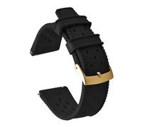 TLCBAZCF FKM Rubber Watch Band 18/19/20/21/22/23/24mm Diving Sport Quick Release Stap Universal Rubber Bracelet Compatible With Oris(Black-Gold Buckle,22mm)
