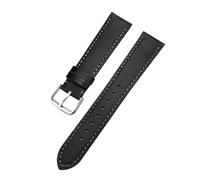 TLCBAZCF Leather Watchband Compatible With Breitling Compatible With Tudor Compatible With Longines Man Women Wrist Watch Strap Quick Release(Black White,19mm)