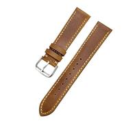 TLCBAZCF Leather Watchband Compatible With Breitling Compatible With Tudor Compatible With Longines Man Women Wrist Watch Strap Quick Release(Brown White,21mm)