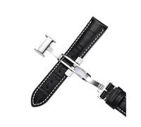TLCBAZCF Leather Watchband Compatible With Longines Masters Collection Watch Belt Bracelet 13mm 14mm 15mm 18mm 19mm 20mm 21mm 22mm Universal Strap(Black white,19mm)
