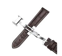 TLCBAZCF Leather Watchband Compatible With Longines Masters Collection Watch Belt Bracelet 13mm 14mm 15mm 18mm 19mm 20mm 21mm 22mm Universal Strap(Dark brown white,22mm)