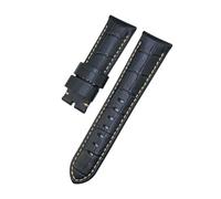 TLCBAZCF Leather Watchband Compatible With Panerai Luminor PAM688/441/1314 Black Blue Men's Alligator Pattern Cowhide Watch Strap(Black white)