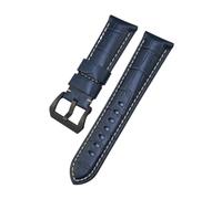 TLCBAZCF Leather Watchband Compatible With Panerai Luminor PAM688/441/1314 Black Blue Men's Alligator Pattern Cowhide Watch Strap(Blue white-Black)