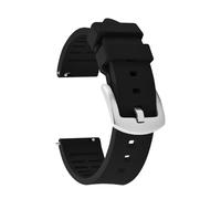 TLCBAZCF Quick Release FKM Rubber Strap 18 19 20 21 22 23 24mm Smooth Rubber Wacth Band Smart Wristband Compatible With Omega Tissot Belt(Black-Silver Buckle,20mm)