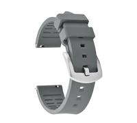 TLCBAZCF Quick Release FKM Rubber Strap 18 19 20 21 22 23 24mm Smooth Rubber Wacth Band Smart Wristband Compatible With Omega Tissot Belt(Grey-Silver Buckle,24mm)