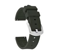 TLCBAZCF Quick Release FKM Rubber Strap 18 19 20 21 22 23 24mm Smooth Rubber Wacth Band Smart Wristband Compatible With Omega Tissot Belt(Green-Silver Buckle,24mm)
