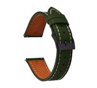 TLCBAZCF Quick Release Vegetable Tanned Leather Watch Strap 18mm 20mm 22mm Handmade Vintage Wristband Compatible With Men and Women(Green-Black Buckle,18mm)