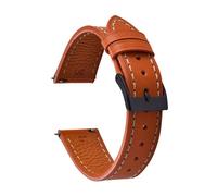 TLCBAZCF Quick Release Vegetable Tanned Leather Watch Strap 18mm 20mm 22mm Handmade Vintage Wristband Compatible With Men and Women(Orange-Black Buckle,20mm)