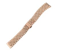 TLCBAZCF Silver Rose Gold Stainless Steel Watch Strap 12 14 16 18mm 19mm 20mm 21mm 22mm Compatible With Rolex Jubilee Curved End Steel Strap Bracelet(Rose Gold,20mm)