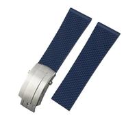 TLCBAZCF Unisex watch strap in soft natural rubber and silicone compatible with Breitling, compatible with Longines and 20-24 mm(Blue silver3,20mm)